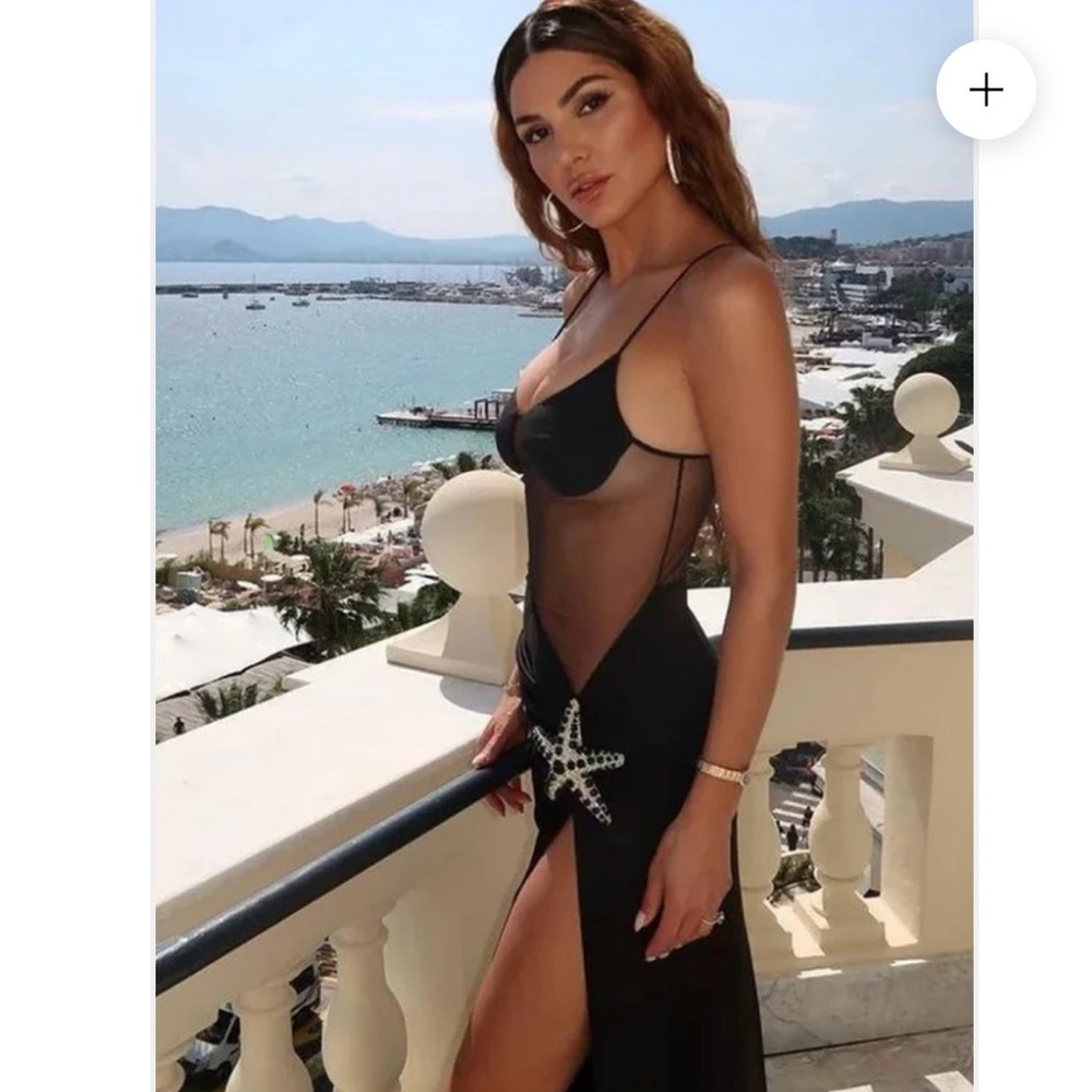 Elegant Black Sheer Wedding Dress
